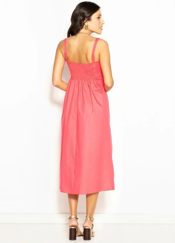 Hering - Vestido Midi de Tricoline Rosa 4
