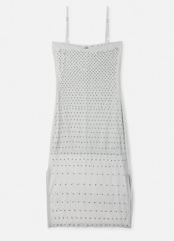 Authoria - Vestido Midi de Tule Cinza com Strass Cinza 5