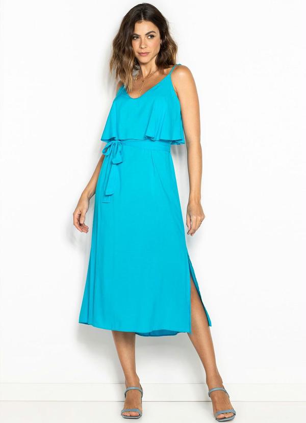 Colcci - Vestido Midi de Viscose Azul