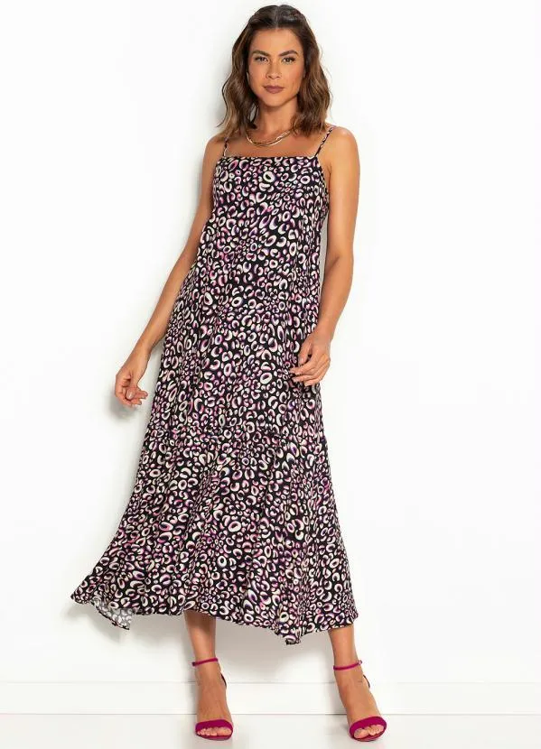 Vestido Midi Vestido De Bengaline Estampado Vestido Midi Chá De Um