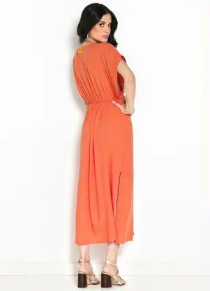 Colcci - Vestido Midi de Viscose Laranja - COLCCI