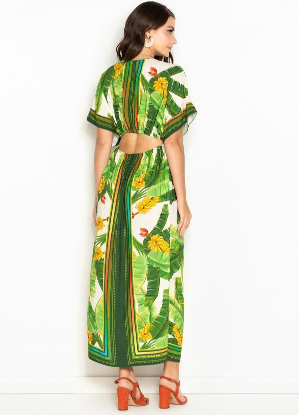 Farm - Vestido Midi de Viscose Lenço Floresta Fresca Verde 2