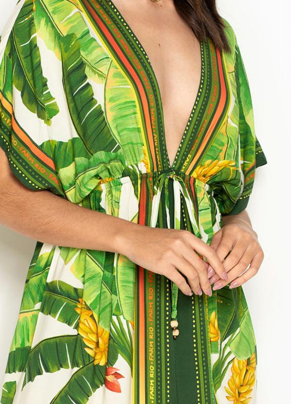 Farm - Vestido Midi de Viscose Lenço Floresta Fresca Verde 3
