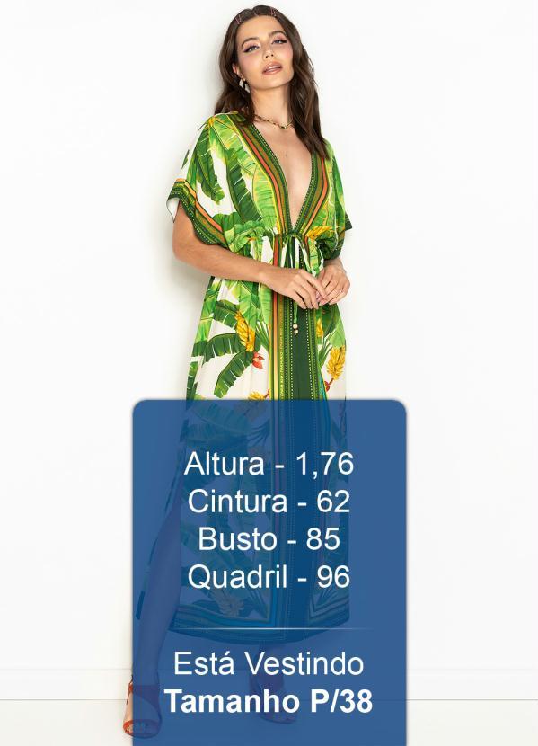 Farm - Vestido Midi de Viscose Lenço Floresta Fresca Verde 5
