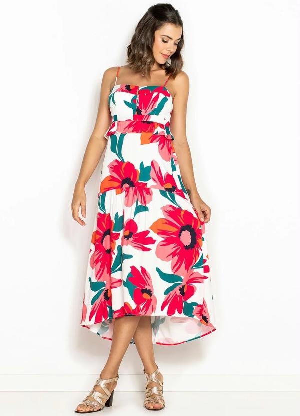 Maria Filó - Vestido Midi de Viscose Puerto Branco