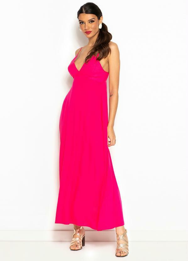 Forum - Vestido Midi de Viscose Rosa