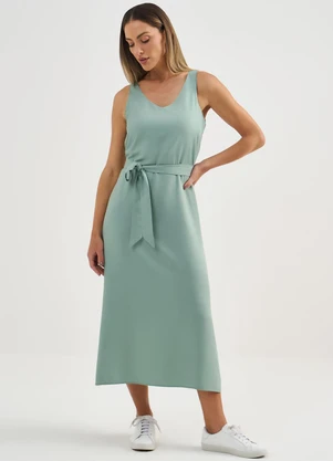 Principessa - Vestido Midi de Viscose Verde Sálvia Dagmar - PRINCIPESSA