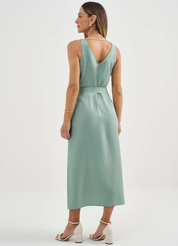 Principessa - Vestido Midi de Viscose Verde Sálvia Dagmar 2