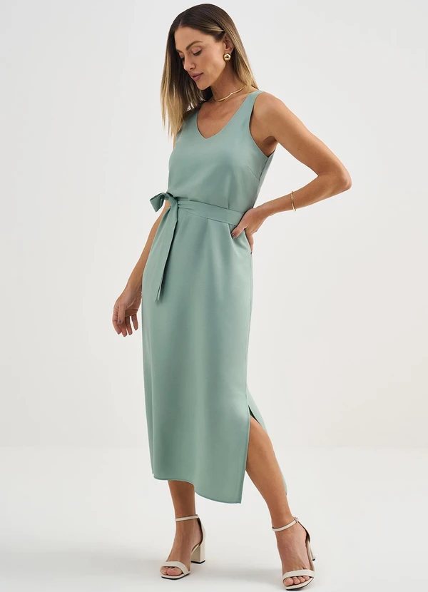 Principessa - Vestido Midi de Viscose Verde Sálvia Dagmar 3