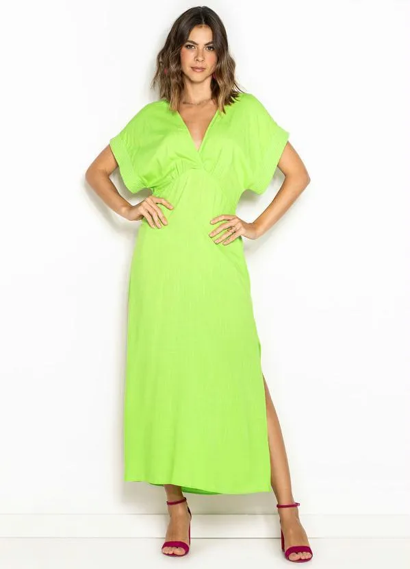 Colcci - Vestido Midi de Viscose Verde