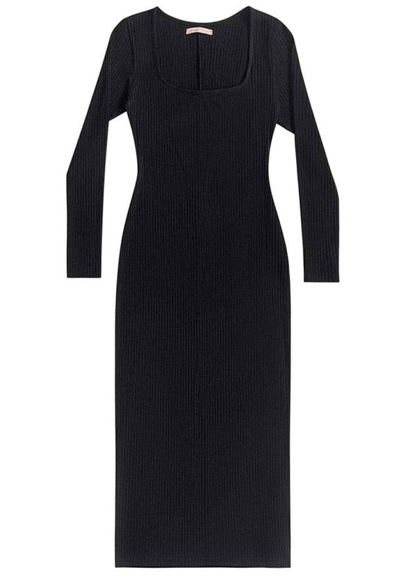 Angel - Vestido Midi Decote Quadrado Preto 3