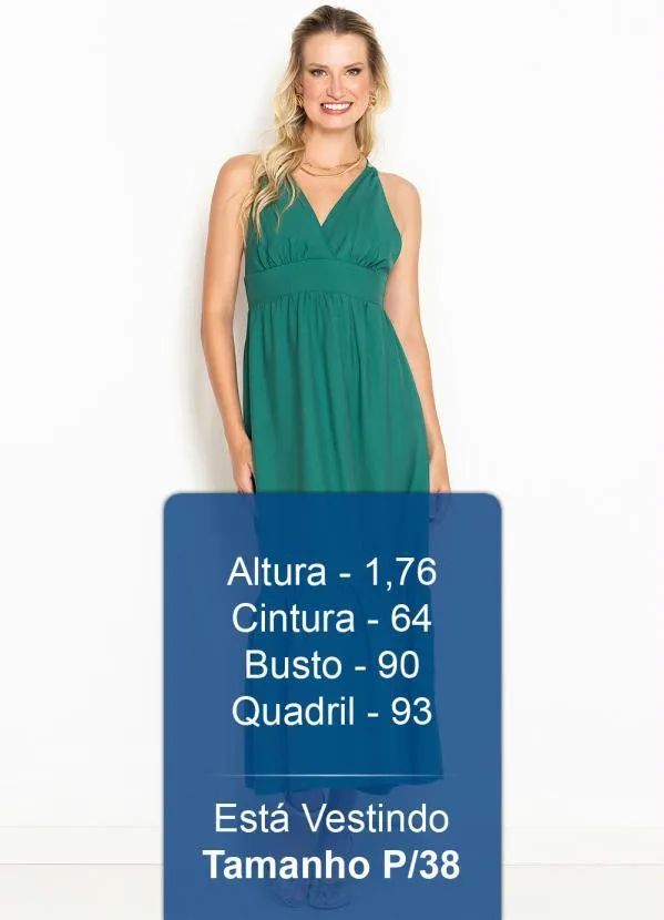 Maria Filó - Vestido Midi Decote V em Tricoline Verde 5