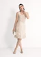 Habana - Vestido Midi Decote V em Viscose Bege - variação: Bege