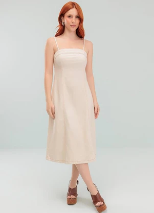 Angel - Vestido Midi Denim Branco - ANGEL