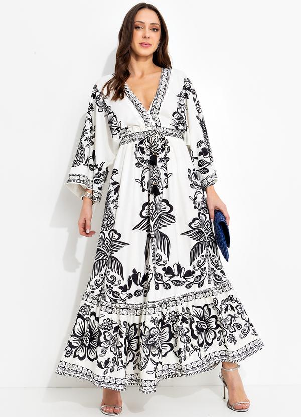 Farm - Vestido Midi Doce Caminho Preto