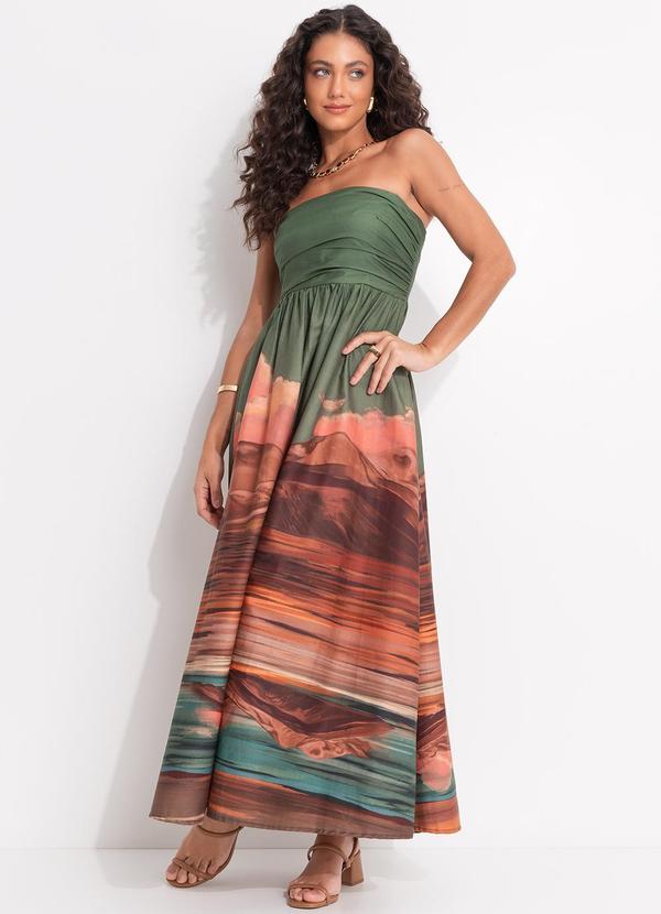 Farm - Vestido Midi Dunas Verde