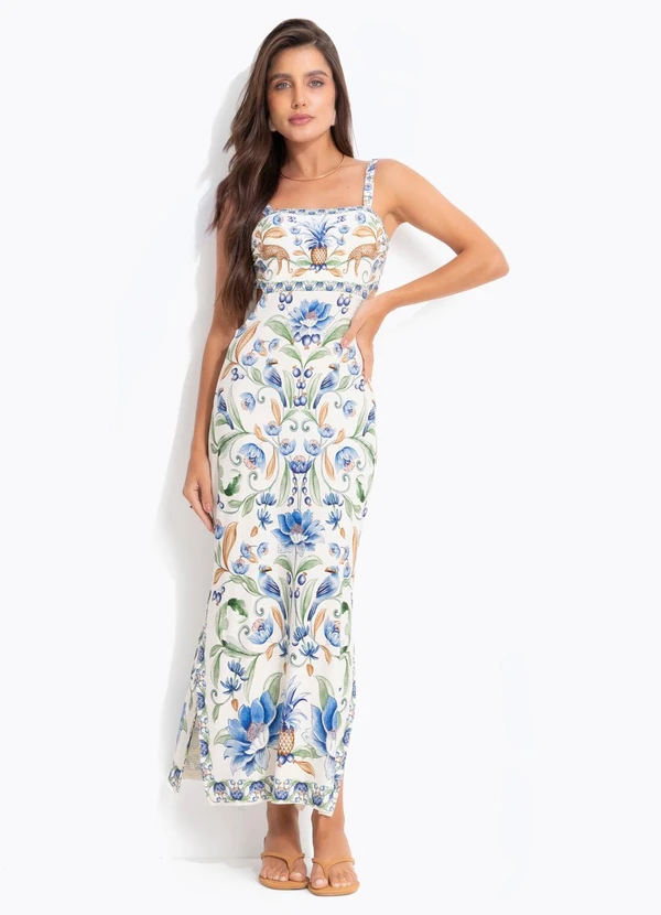 Farm - Vestido Midi Elsa Off White