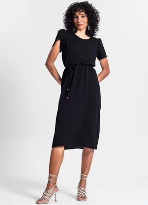 Rovitex - Vestido Midi em Air Flow Preto - ROVITEX