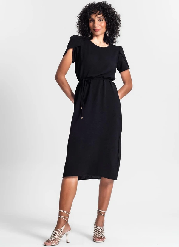 Rovitex - Vestido Midi em Air Flow Preto