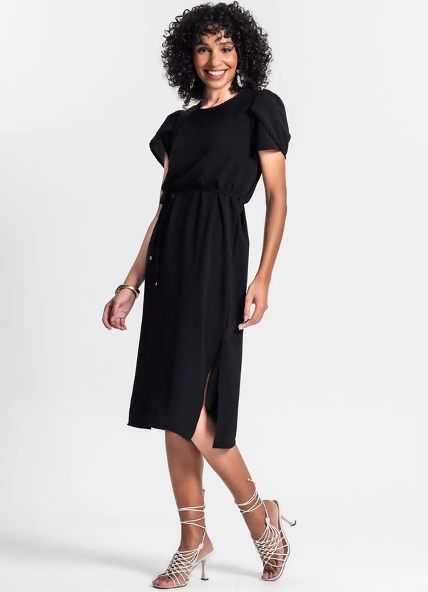 Rovitex - Vestido Midi em Air Flow Preto 3