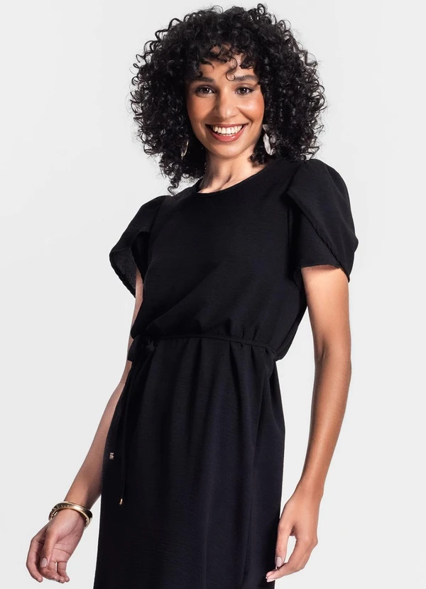 Rovitex - Vestido Midi em Air Flow Preto 4