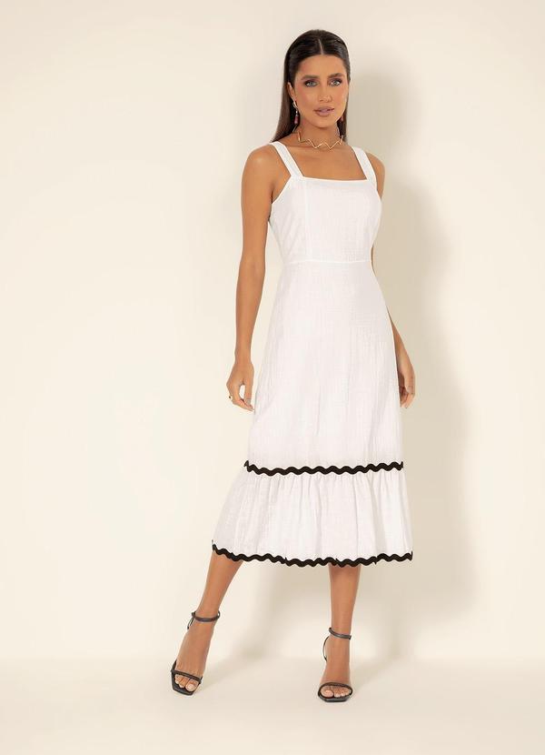 Gris - Vestido Midi em Algodão Branco