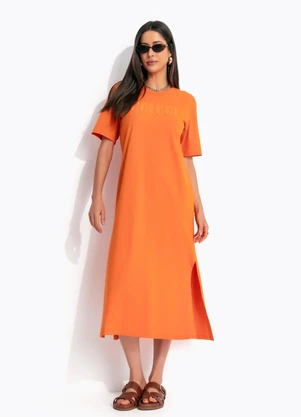 Colcci - Vestido Midi em Algodão Laranja - COLCCI