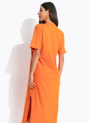 Colcci - Vestido Midi em Algodão Laranja - COLCCI