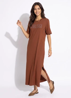 Colcci - Vestido Midi em Algodão Marrom - COLCCI