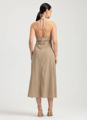 Gris - Vestido Midi em Algodão Marrom - GRIS