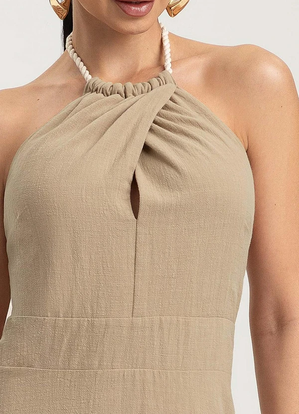 Gris - Vestido Midi em Algodão Marrom 3