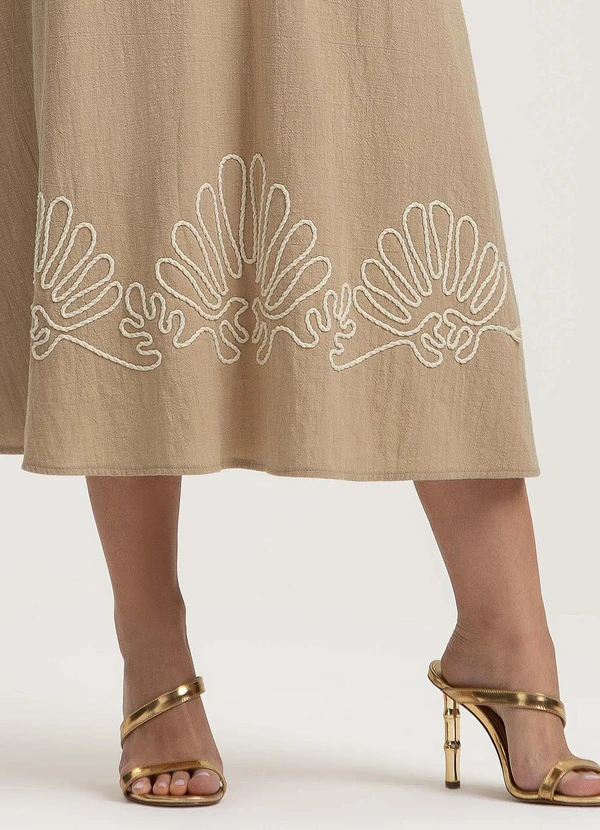 Gris - Vestido Midi em Algodão Marrom 4