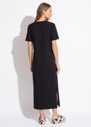 Colcci - Vestido Midi em Algodão Preto - COLCCI