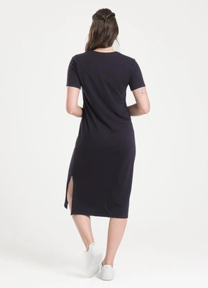 Cativa - Vestido Midi em Algodão Preto - CATIVA