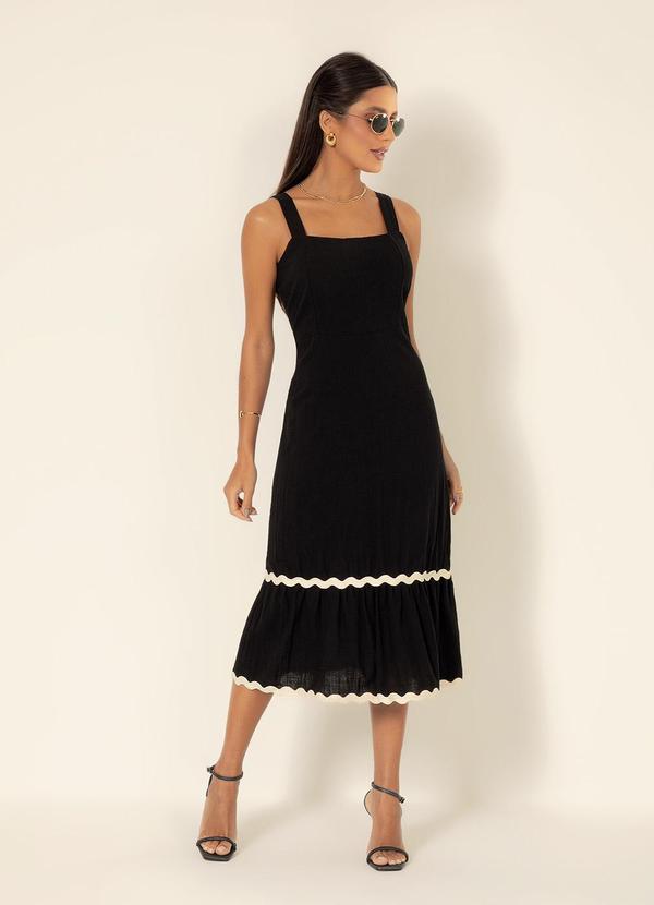 Gris - Vestido Midi em Algodão Preto