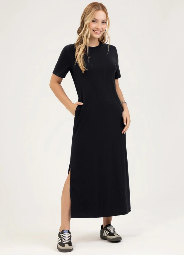 Cativa - Vestido Midi em Algodão Preto