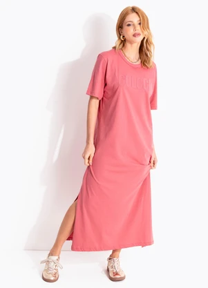 Colcci - Vestido Midi em Algodão Rosa - COLCCI