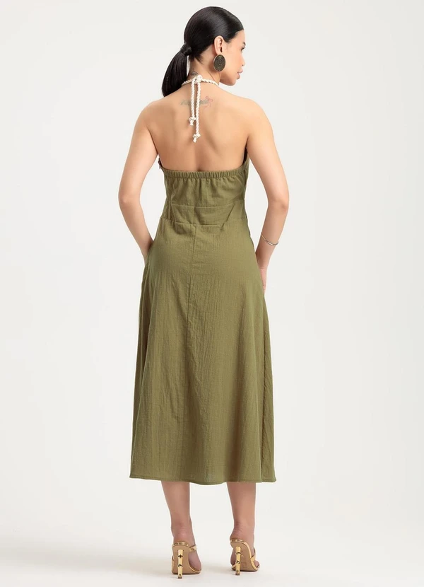 Gris - Vestido Midi em Algodão Verde 2
