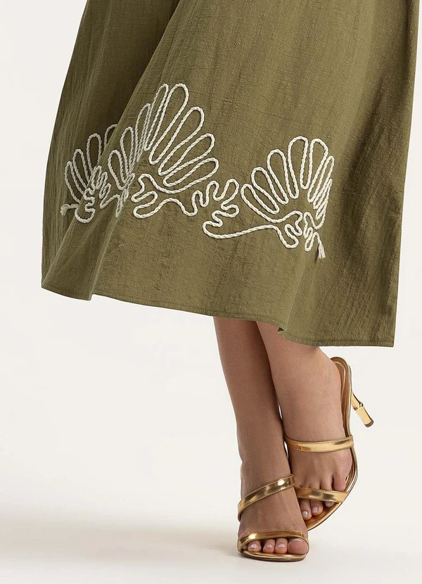 Gris - Vestido Midi em Algodão Verde 4