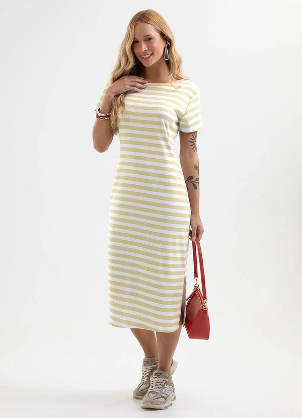 Cativa - Vestido Midi em Algodão Verde