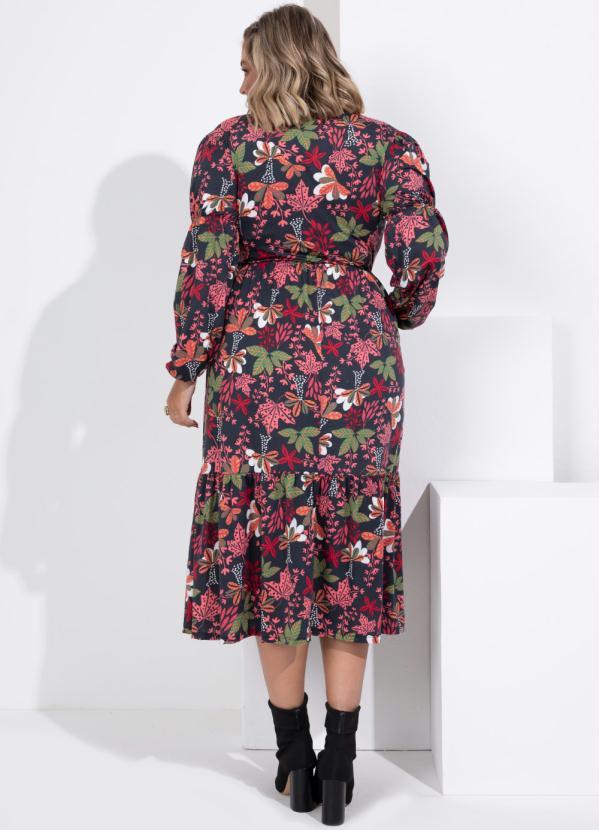 Queima Estoque - Vestido Midi em Camadas Floral Folk 5