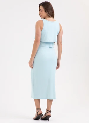Habana - Vestido Midi em Canelado  Azul - HABANA