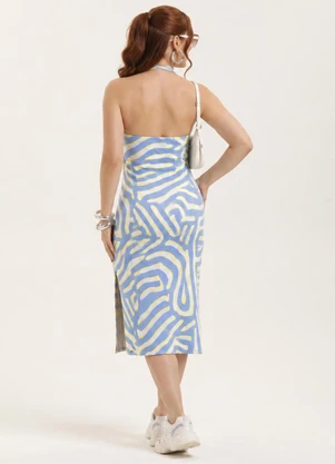 Cativa - Vestido Midi em Canelado Azul - CATIVA
