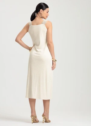 Gris - Vestido Midi em Canelado Bege - GRIS