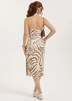 Cativa - Vestido Midi em Canelado Bege - CATIVA