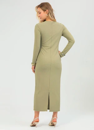 Cativa - Vestido Midi em Canelado Verde - CATIVA