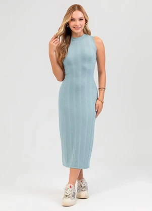 Cativa - Vestido Midi em Canelado Cinza - CATIVA