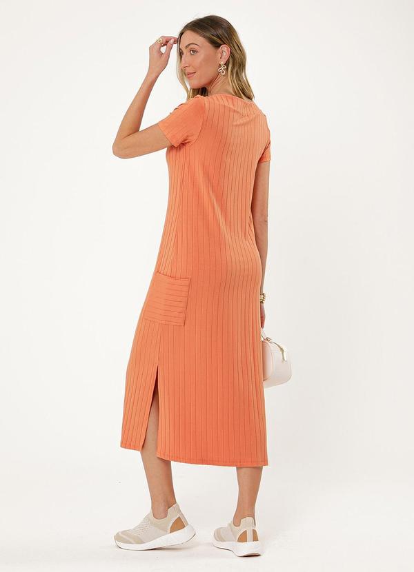 Cativa - Vestido Midi em Canelado Laranja 2