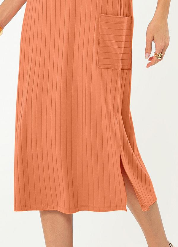 Cativa - Vestido Midi em Canelado Laranja 3