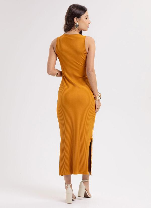 Habana - Vestido Midi em Canelado  Laranja 2
